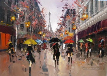 KG Romance in Paris with palette knife Oil Paintings